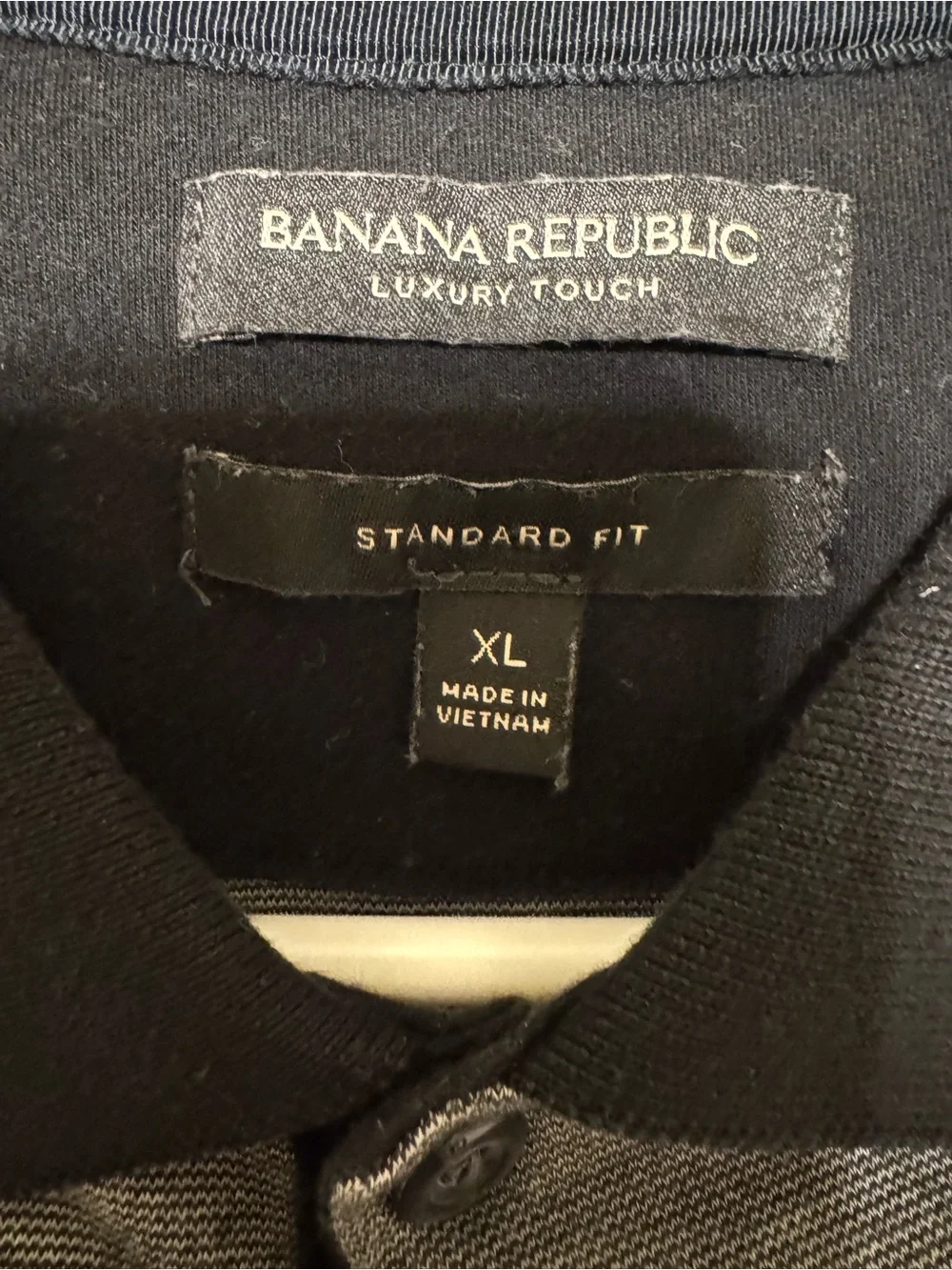 Banana Republic Men’s Black and Gray Polo